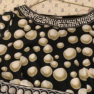 ECI Black and Cream Polka Dot Blouse